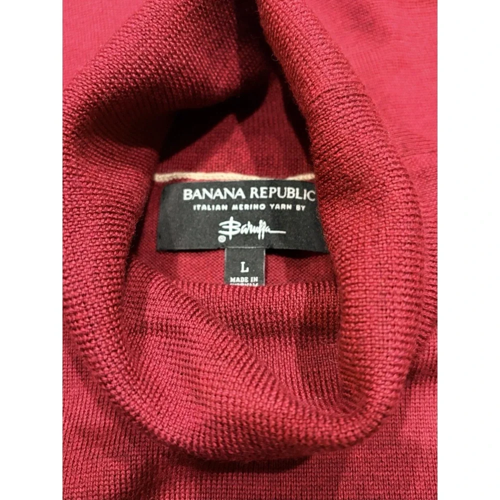 Banana Republic Sweater Mens‎ L Dark Red Italian Merino Wool Baruffa Turtleneck